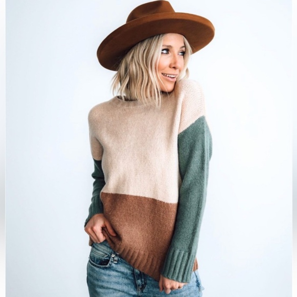 Baltic‎ Born NWT Randi Color Block Sweater Women’s XS Neutral Fall Cozy Knit